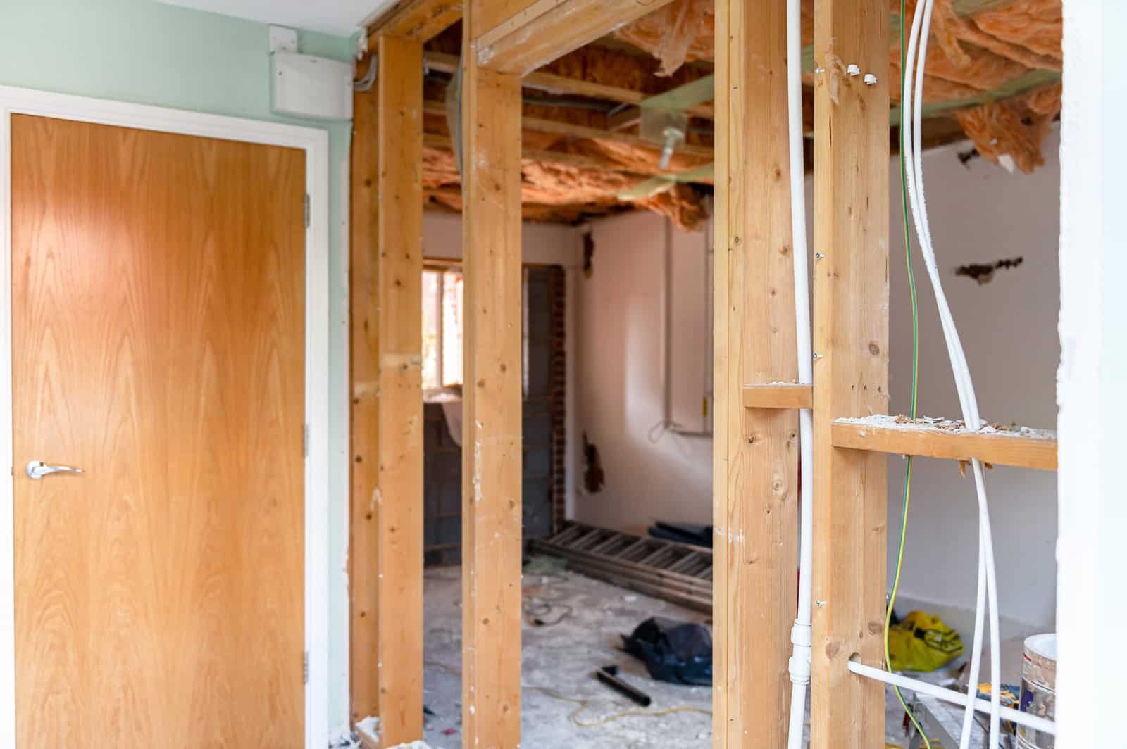 Electrical wiring installation in a home renovation project.